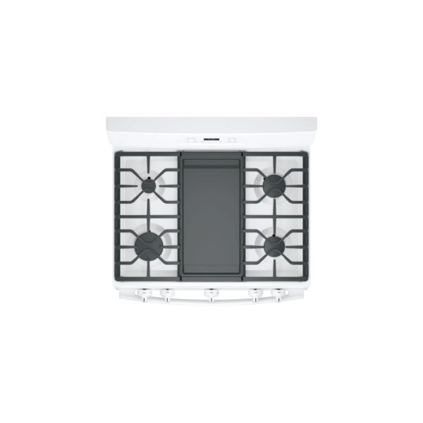 GE 30in White Gas Range top view available at ESSCO Barbados